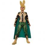 Fancy Boys Loki cosplay costume With Horns Halloween kids superhero jumpsuit