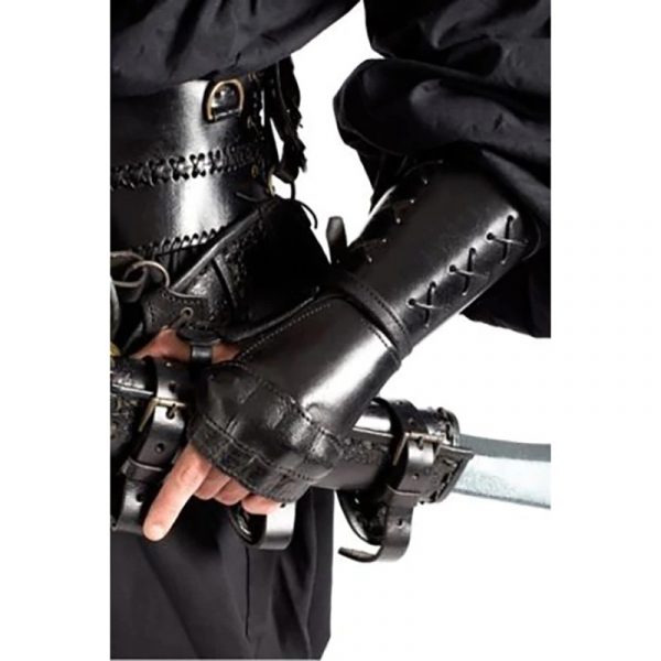 Steampunk Samurai Leather Bracer Long Glove Viking Wrist Guard Cuff Medieval Armor