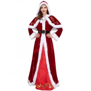 Plus Size Deluxe Velvet Adults Christmas Costume Cosplay Santa Claus Clothes Fancy Dress