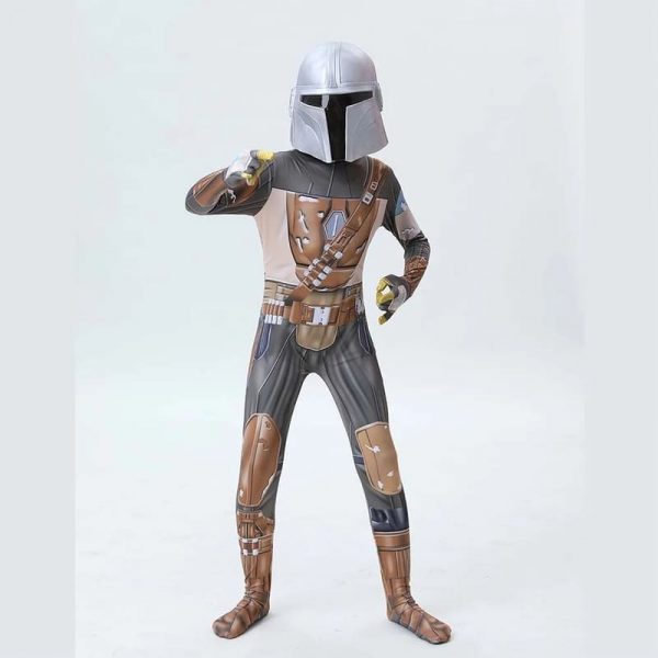 Kids Mandalorian Cosplay Costume Fancy Children Jumpsuit Cloak Cape Outfit