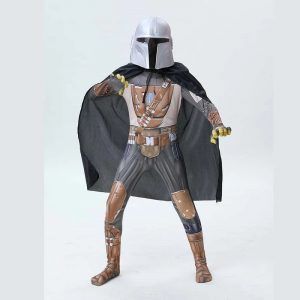 Kids Mandalorian Cosplay Costume Fancy Children Jumpsuit Cloak Cape Outfit