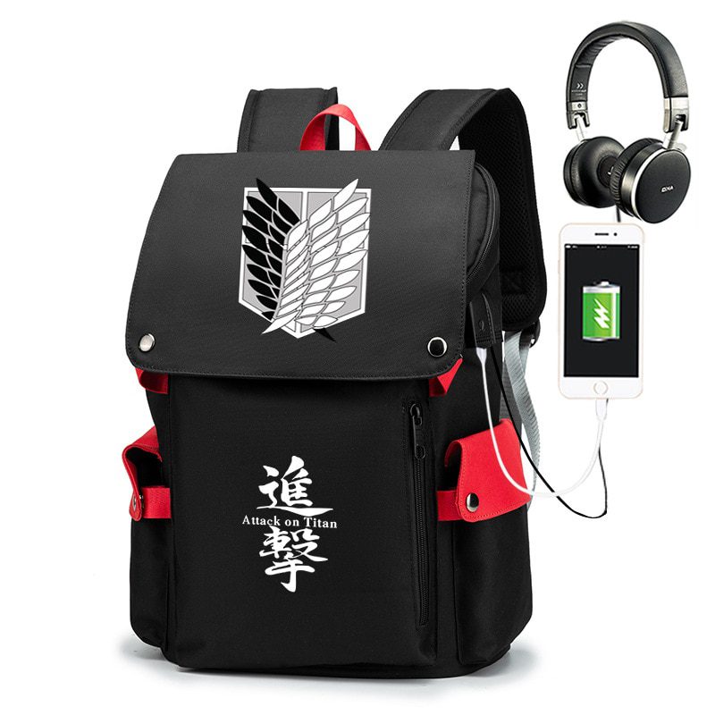 Anime Backpack Attack On Titan Cartoon Laptop Bags Bookbags Daily Bagpack Large Capacity Travel Rucksack