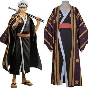 One Piece Trafalgar D Water Law Cosplay Costume Outfit Adult Kimono
