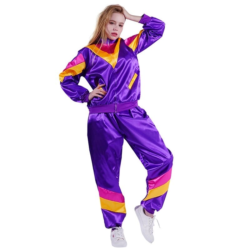 Funny Purple Hippie Fancy Dress Up 70's 80's Disco Costumes