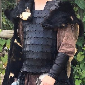 Medieval Viking Cosplay Costume Leather Body Armor Cuirass Knight Warrior Ranger Black Scale Coat