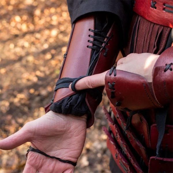 Medieval Renaissance Leather Bracer Gauntlet Viking Archer Samurai Arm Armor Glove Cuff Larp Costume