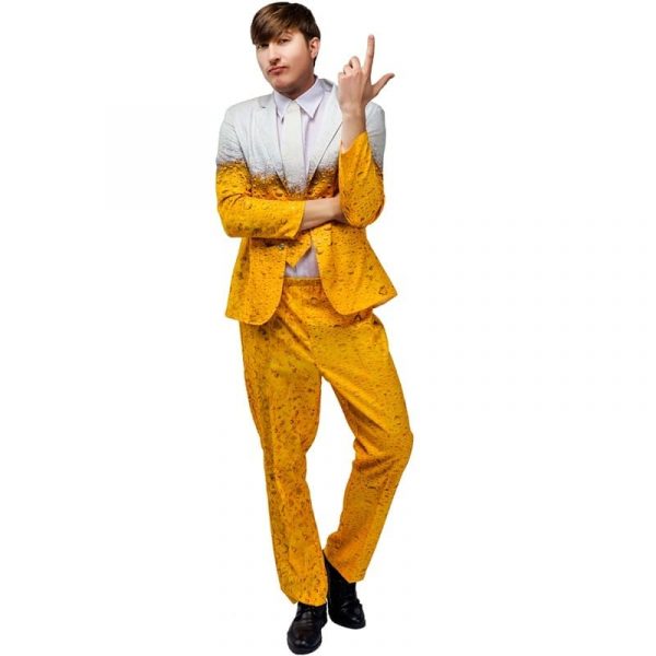 Yellow Beer Party Oktoberfest Adult Suit Costume for Men