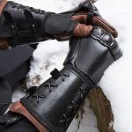 Steampunk Samurai Leather Bracer Long Glove Viking Wrist Guard Cuff Medieval Armor