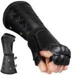 Steampunk Samurai Leather Bracer Long Glove Viking Wrist Guard Cuff Medieval Armor