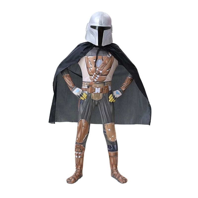 Kids Mandalorian Cosplay Costume Fancy Children Jumpsuit Cloak Cape Outfit