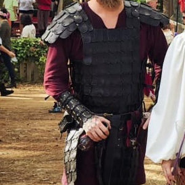 Medieval Viking Cosplay Costume Leather Body Armor Cuirass Knight Warrior Ranger Black Scale Coat