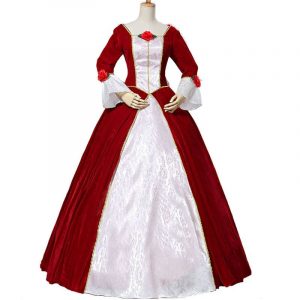 Girl And Beast Cosplay Belle Costume Adult Women Elegant Princess Dress