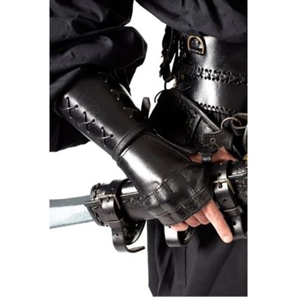 Steampunk Samurai Leather Bracer Long Glove Viking Wrist Guard Cuff Medieval Armor