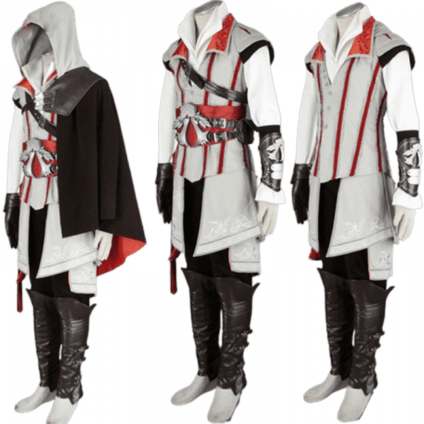 Assasin’s Creed 2 Cosplay Costume Ezio Auditore Assasin Cosplay Outfit for Men Women Kids Custom Made Size