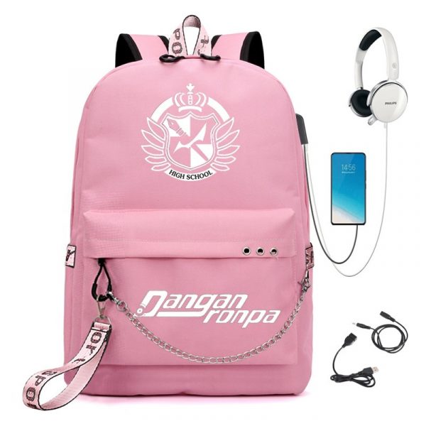 BPZMD Anime Danganronpa Backpack USB Port Monokuma School Bag