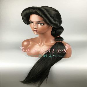 Cartoon Anime Jasmine Princess Long Braid Styled Slicked Back Cosplay Wig