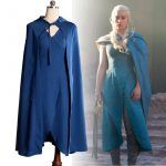 Game Cosplay Costumes Sexy Blue Dress With Cloak Cap For Women