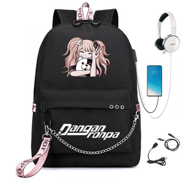 BPZMD Anime Danganronpa Backpack USB Port Monokuma School Bag