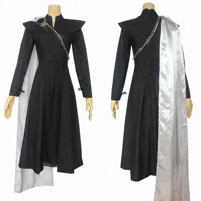 Daenerys Targaryen Cosplay Costume Season 7 Cosplay Fancy Dress Black Outfit With Cloak