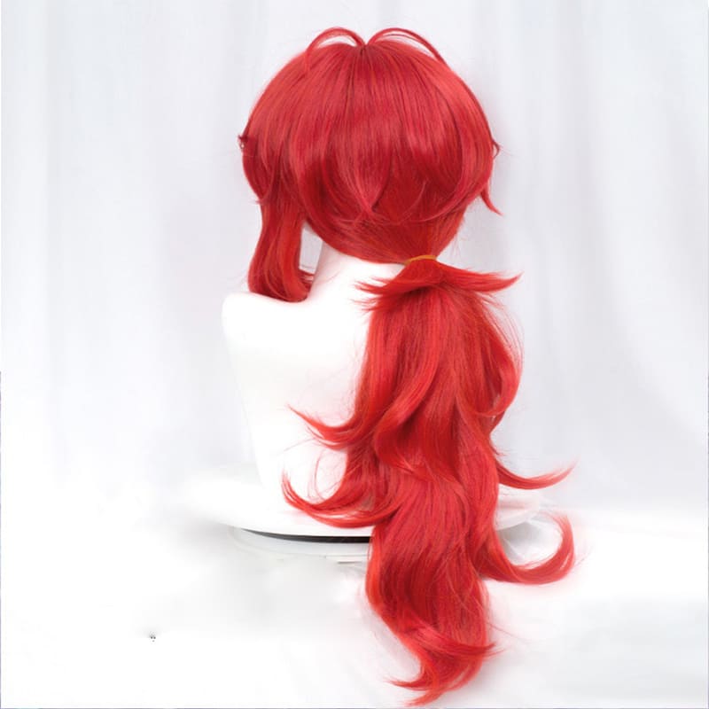 Genshin Impact Diluc Cosplay 60cm Long Red Cosplay Wig