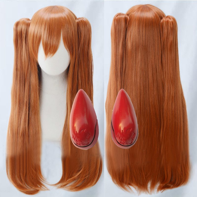 EVA Asuka Langley Soryu Wig Long Orange Heat Resistant Synthetic Hair Cosplay Wig