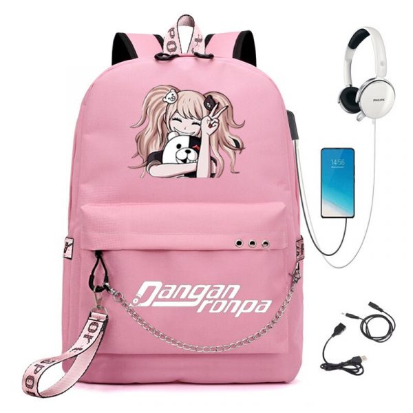 BPZMD Anime Danganronpa Backpack USB Port Monokuma School Bag