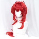Genshin Impact Diluc Cosplay 60cm Long Red Cosplay Wig