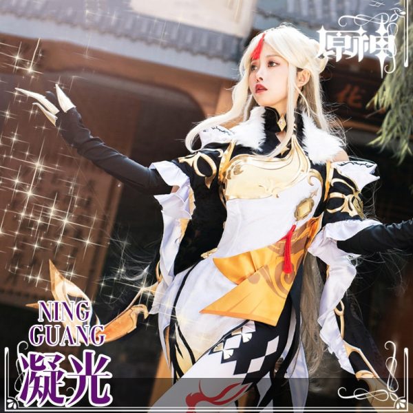 Anime Game Genshin Impact Cosplay NingGuang Costume For Women Girls