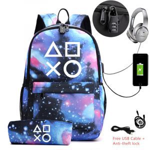 2 Pcs/lot Canvas Backpack With Pencil Case School Bag For Teenagers