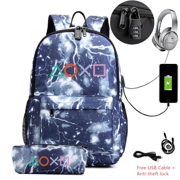 2 Pcs/lot Canvas Backpack With Pencil Case School Bag For Teenagers