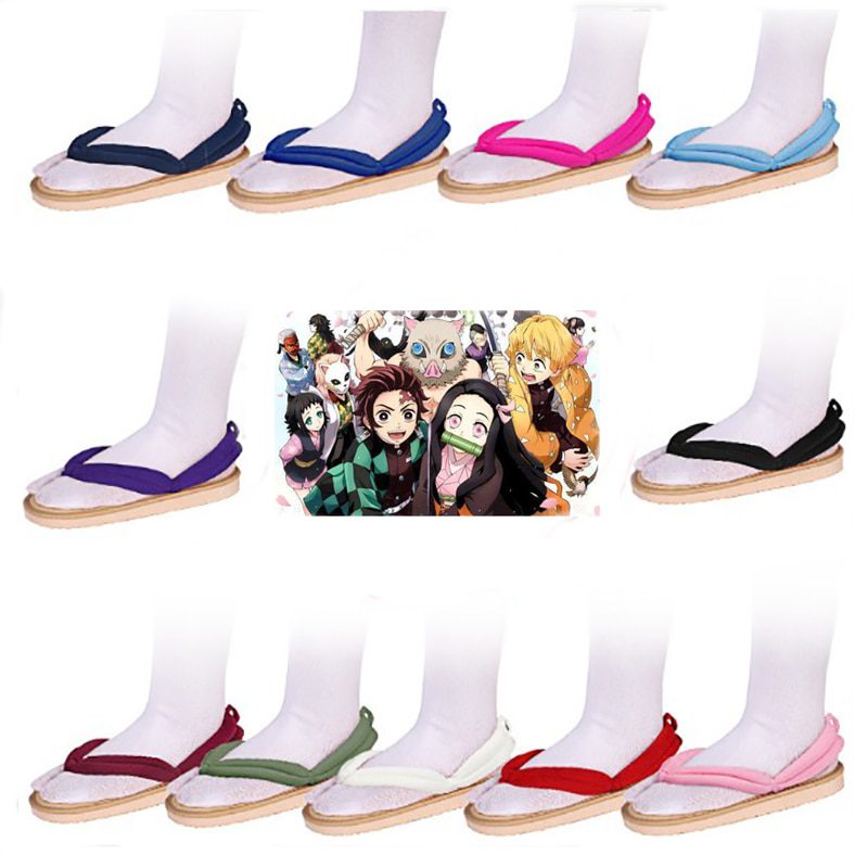 Demon Slayer Cosplay Clog Shoes Tanjiro Nezuko Rengoku Shinobu Costume Shoes with Socks