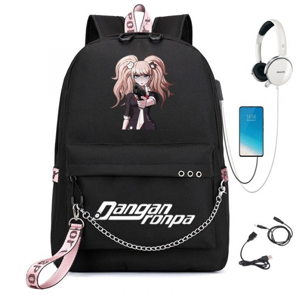 BPZMD Anime Danganronpa Backpack USB Port Monokuma School Bag