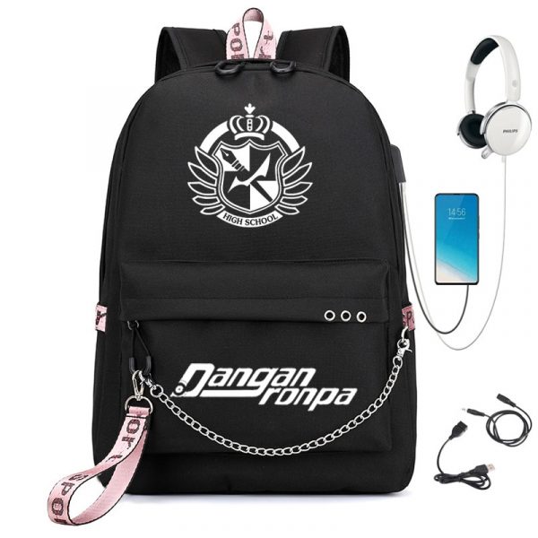 BPZMD Anime Danganronpa Backpack USB Port Monokuma School Bag