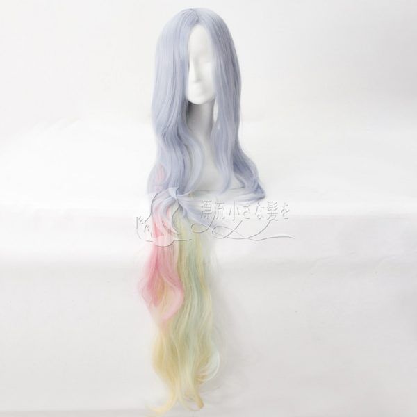 No Game No Life Shiro Cosplay Wig 120cm Blue Pink Yellow Mix Long Wavy Wigs