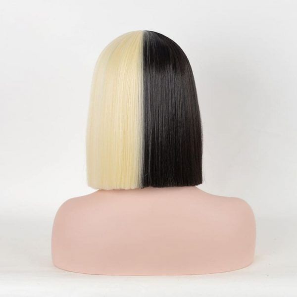 HTB1_8tjSia Wig Half Black Half Blonde Short Straight Flat Bangs Cosplay Wigs With Big BowknowtsbSSD3KVjSZFKq6z10VXax