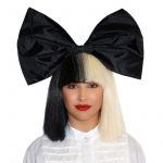 Sia Wig Half Black Half Blonde Short Straight Flat Bangs Cosplay Wigs With Big Bowknowts