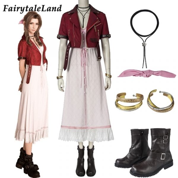 Adult Aerith Gainsborough Costume Cosplay Final Fantasy Remake Women Dress