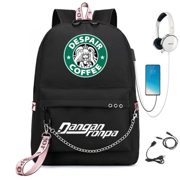 BPZMD Anime Danganronpa Backpack USB Port Monokuma School Bag