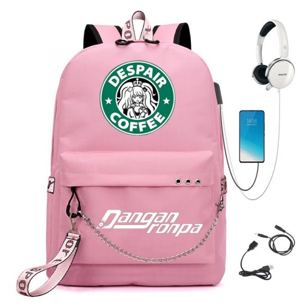 BPZMD Anime Danganronpa Backpack USB Port Monokuma School Bag
