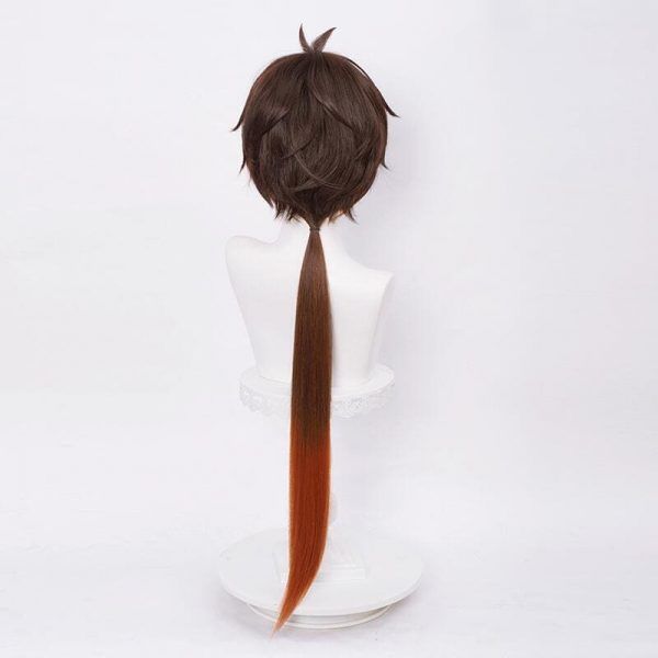 Genshin Impact Zhongli Cosplay 90cm Long Christmas Brown Orange Wig