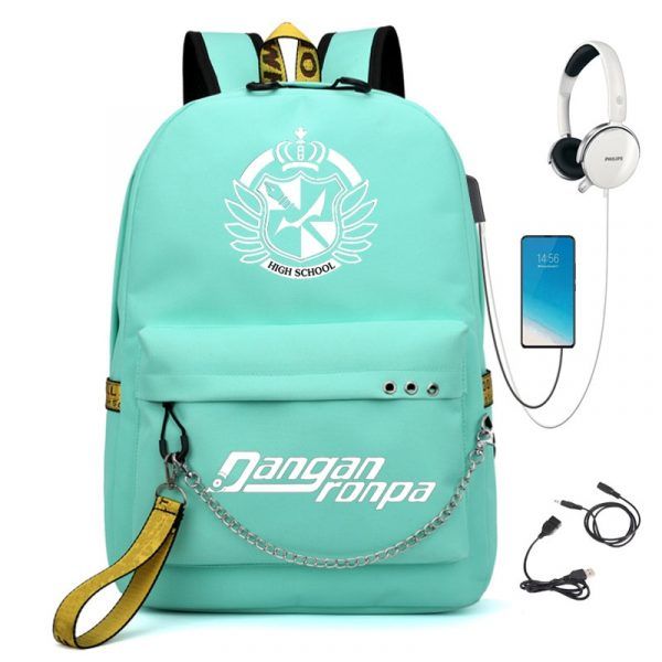 BPZMD Anime Danganronpa Backpack USB Port Monokuma School Bag