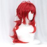 Genshin Impact Diluc Cosplay 60cm Long Red Cosplay Wig