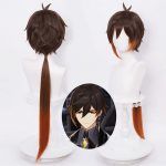 Genshin Impact Zhongli Cosplay 90cm Long Christmas Brown Orange Wig