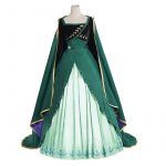 2019 Movie Anna Coronation Cosplay Costume Green Dress Long Cloak For Adult Female