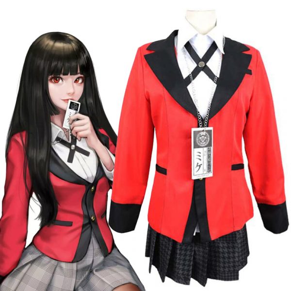 Anime Kakegurui Jabami Yumeko Cosplay Costume Japanese Red JK Skirt Uniform