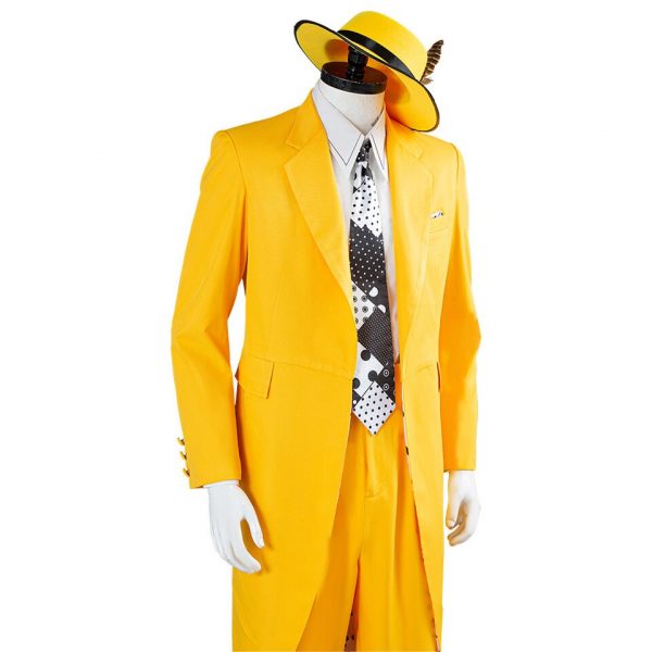 The Mask Jim Carrey Cosplay Costume Monster Yellow Uniform Suit