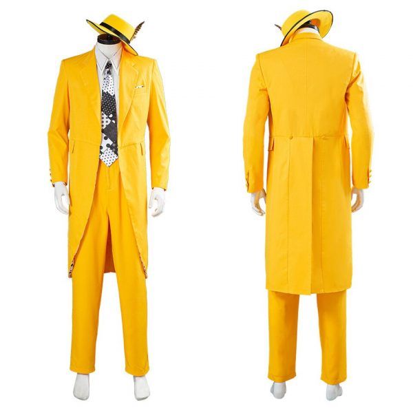 The Mask Jim Carrey Cosplay Costume Monster Yellow Uniform Suit