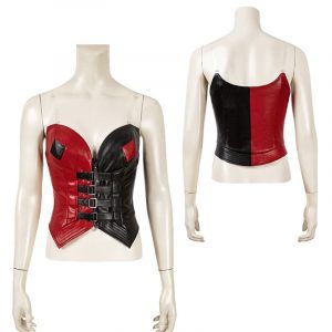 Movie Suicide 2 Joker Girl Quinzel Cosplay Costume Adults Women Red and Black Bodice