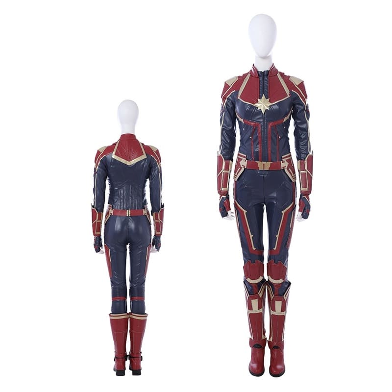 ManLuYunXiao Lady Captain Cosplay Costume Superhero Carol Danvers Leather Jumpsuit