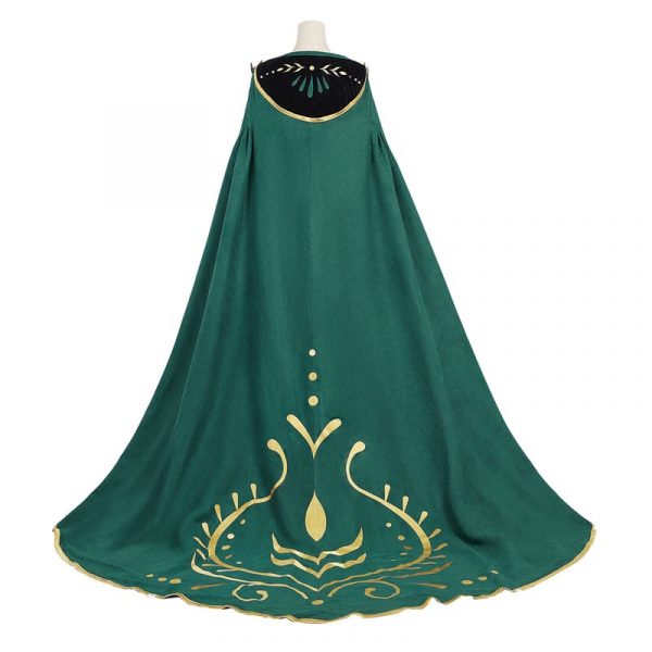 2019 Movie Anna Coronation Cosplay Costume Green Dress Long Cloak For Adult Female